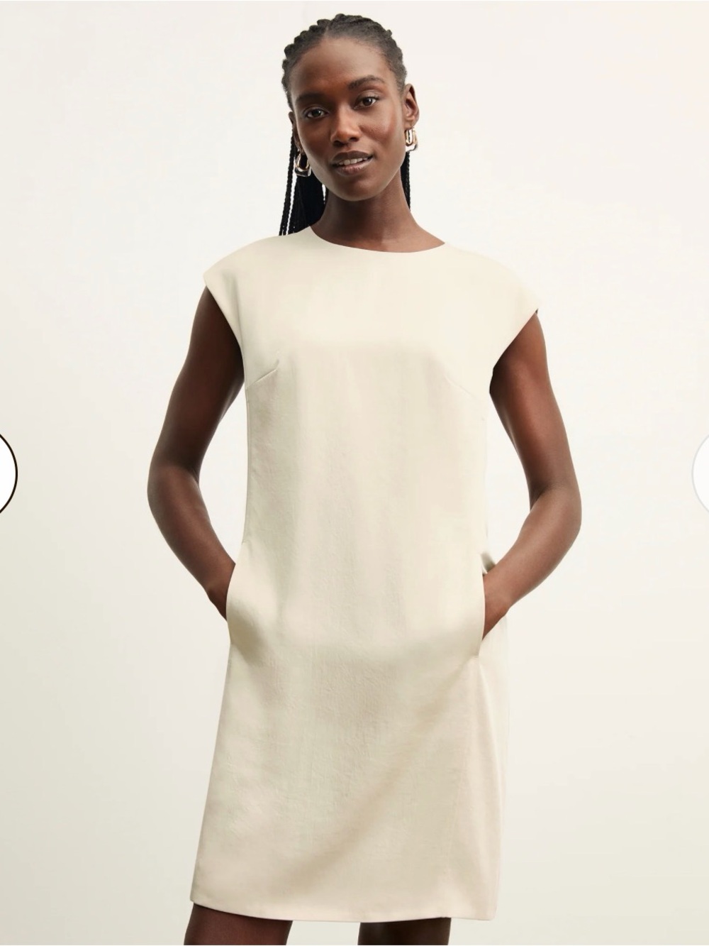 MM Lafleur Cream Cap-Sleeve Shift Dress